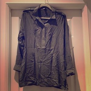 Forever 21 green long sleeve collared blouse